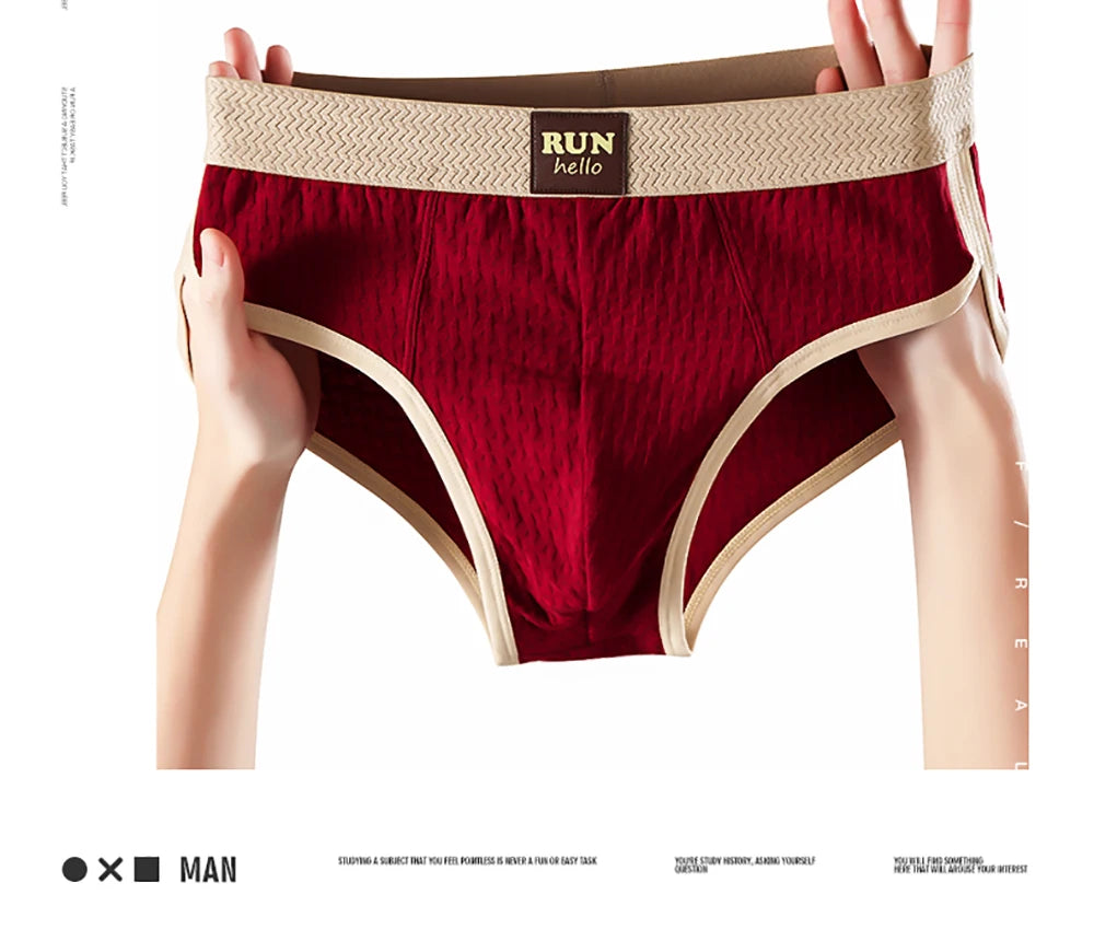 3PCS/Pack 100% Cotton Delicate Jacquard Men's Brief Antibacterial Breathable Crotch Men's Panties Soft Stretch Underwear for Man