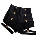 Sexy Ladies Hot Shorts Cotton High Waist Punk Style Rock Bandage Hollow Out Dance Show Party Club Skinny Short Fashion