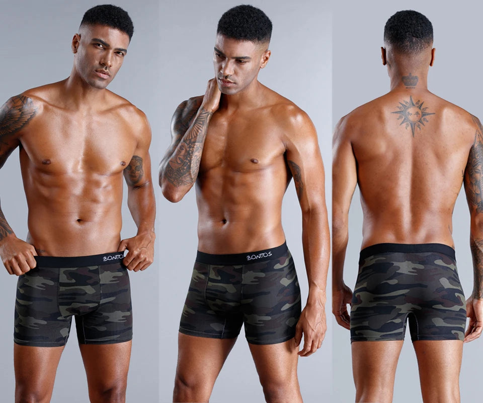 4pcs Cotton Boxers For Man Underwear Sexy Print Men's Panties Plus Size Brands Camouflage Mens Underpants Shorts