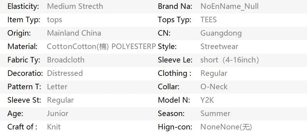 Y2k T-shirt Letter Print Slim Goth Punk Aesthetic O-Neck Harajuku Vintage Streetwear Gyaru 2000s Summer Short Sleeve Cotton Emo