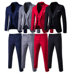 Men Blazers 3Pieces Sets Wedding Formal Elegant Business Luxury Full Vest Pants Coats Classic Jackets Suit Coat Blazers Trousers