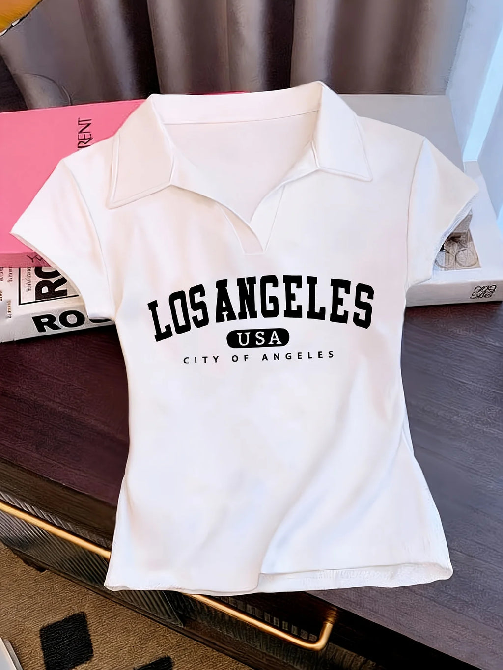 Summer women's white short sleeved POLO T shirt loose and comfortable soft vacation punk style
