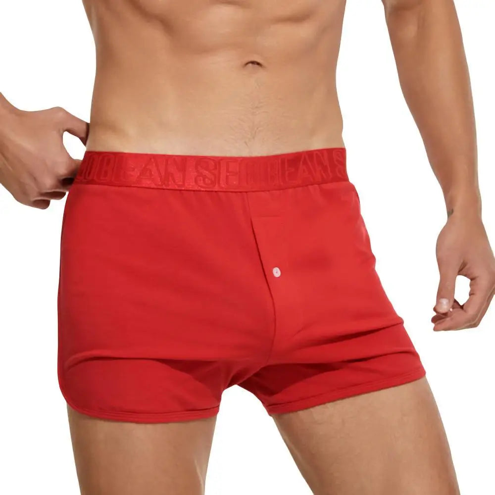 SEOBEAN Cotton Men's Boxer Shorts Loungewear Underwear Loose Fit Underpants Sleepwear Shorts Boxers for Men