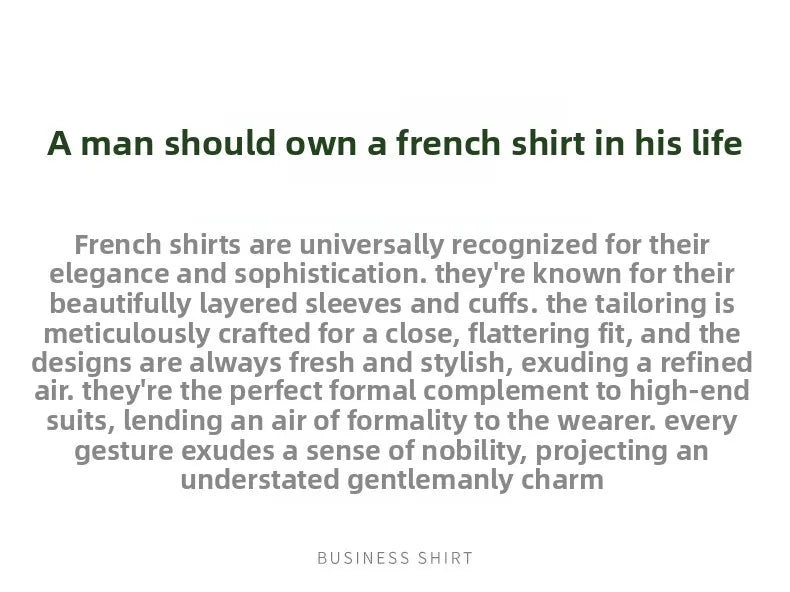 Men's Empire Neck French Cufflink Shirt Slim Fit Business Dress Assorted Cufflinks Lead Needle Large Tip Neck Men's White Shirt