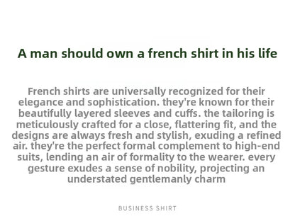 Men's Empire Neck French Cufflink Shirt Slim Fit Business Dress Assorted Cufflinks Lead Needle Large Tip Neck Men's White Shirt