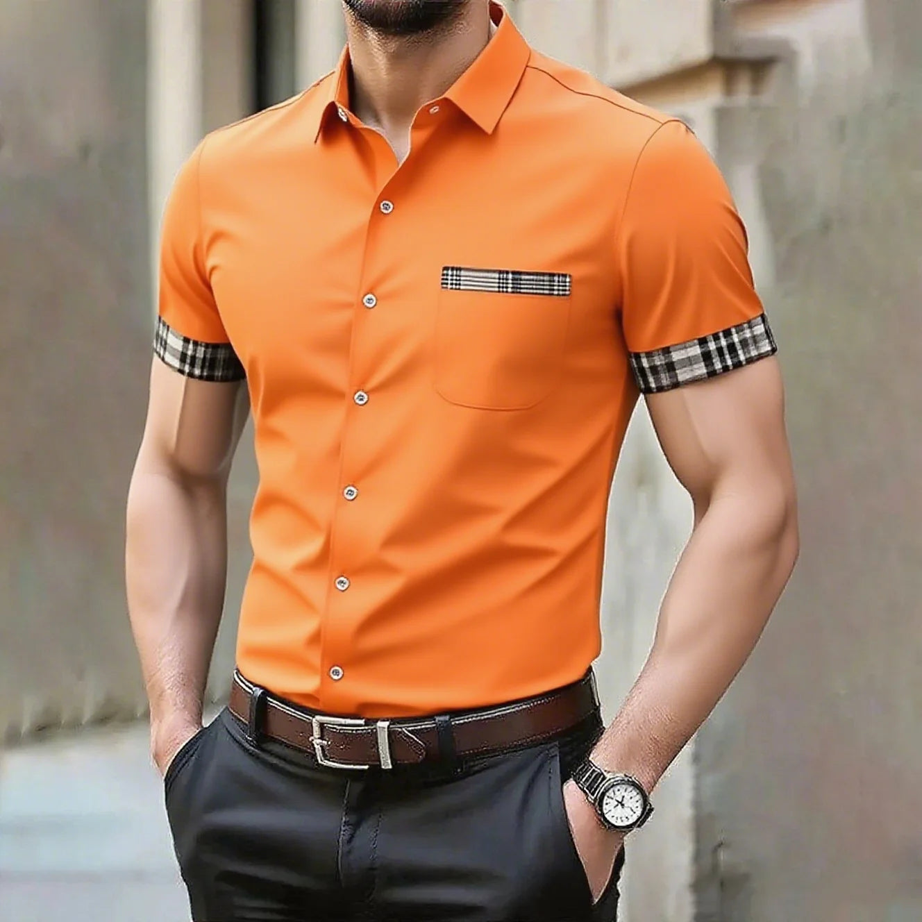 10 colors men's solid color casual shirt wedding outdoor comfortable short-sleeved shirt large size xs-5xl fast shipping