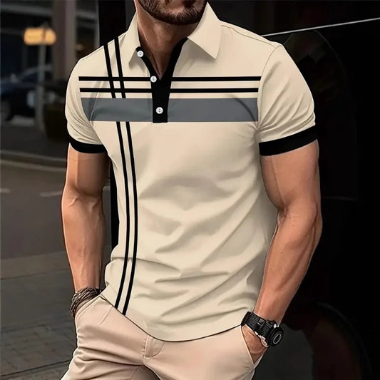 Summer Men Short Sleeve Fake Pocket Stitching Casual Polo Shirt Tops 100% Polyester