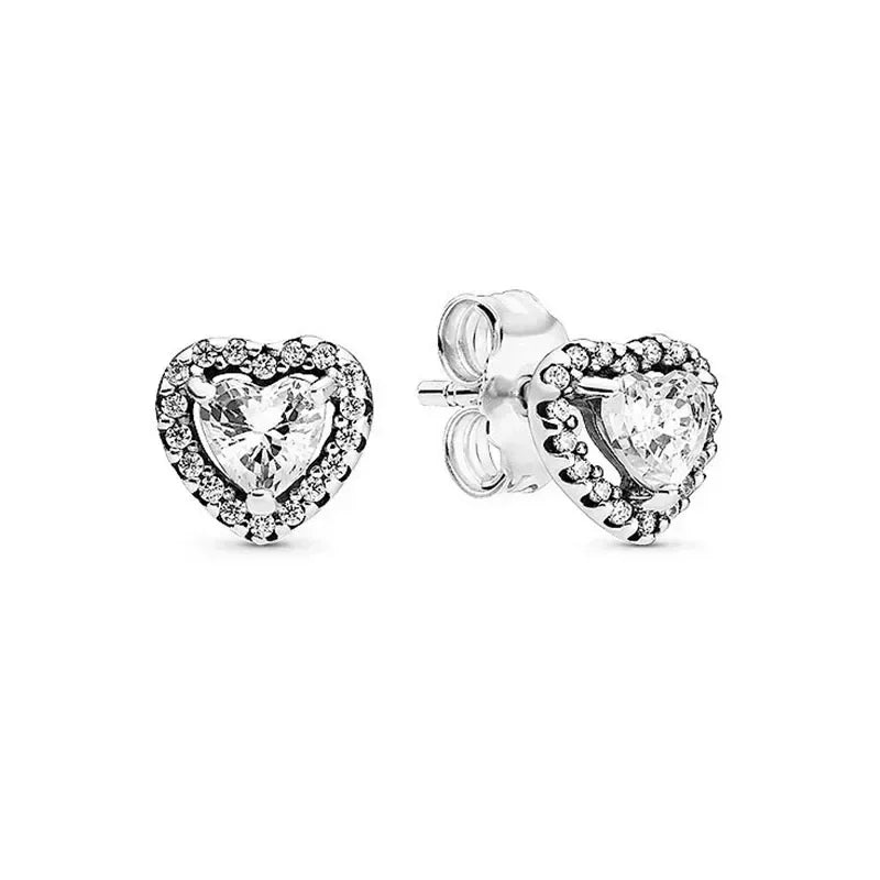 925 sterling silver heart-shaped ring necklace earrings sparkling luxury crystal women's jewelry set holiday surprise gift