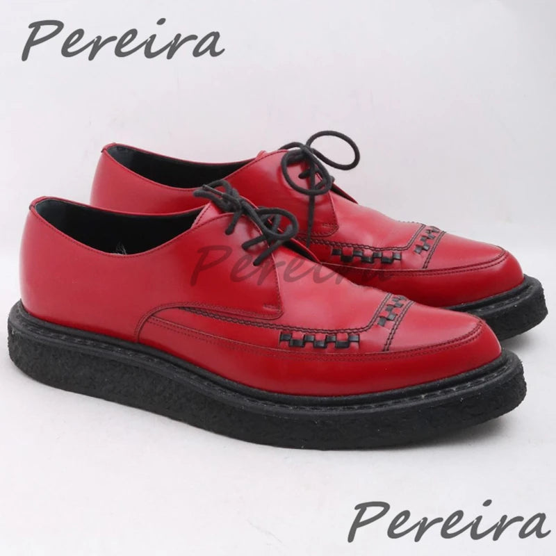 Men's Leopard Print Cowhide Derby Shoes Pointed Toe Genuine Leather Thick Soled Oxfords Spring Summer New Business Dress Shoes