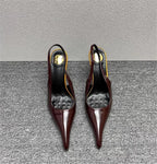 Women's Designer Heels Patent Leather Pointed Toe Sculptural Thin High Heels Sandals Pumps Runway Chic Luxury Party Dress Shoes