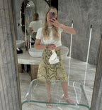 Tossy Snakeskin Printed Fashion Skirt Women's High Waist Slim Contrast Patchwork Commute Streetwear Female Vintage Y2k Skirt