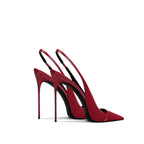 autumn new style wine red suede high-end versatile dress sandals elegant and beautiful pointed toe stiletto heels women's shoes