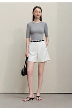 Amii Women's Shorts 2026 Summer New Rolled Casual Cotton Pants Cuffed Hem Solid Color Versatile Basic Woman Clothes 12622140