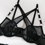 Toucheart Sexy Floral Embroidery Underwear Steel Ring Bra Lace Mesh Sexy Webbing Hollow Waistband Hanging Erotic Lingerie Suit