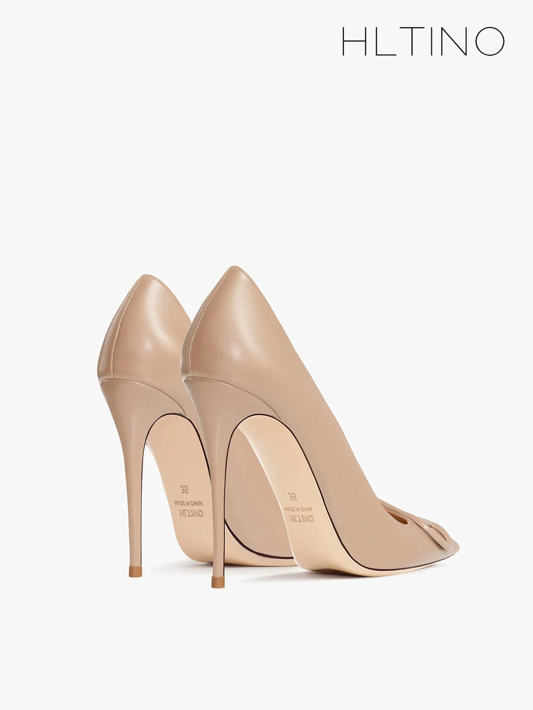 women fashon pumps with V buckle nude high heels with matte finish comfortable soft stilettos for dress