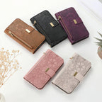 Compatible with iPhone 17/16e/15/14/13/12 Pro Max 16 Plus Lanyard Zipper Wallet Case Dual Card Holder Flip Stand Magnetic Buckle
