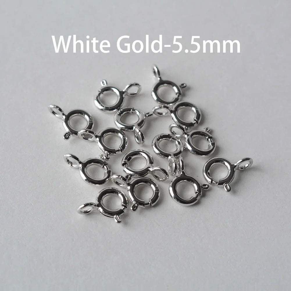925 Sterling Silver Spring Ring Clasp with Open Jump Ring, 5-8mm Spring Ring Clasps with Open Ring For Jewelry Making Findings