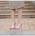 Fashion Crystal Car Model Nightclub Princess Extra Slim Heels Waterproof Platform Hatred Sky High Transparent Super High Sandals