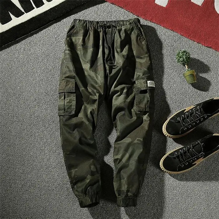 Camouflage Cargo Pants Men Cotton Streetwear Korean Hip Hop Joggers 7XL Loose Fit Casual Trousers Multi-Pockets Elastic Waist