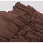 Brown Ruffled High Waisted Long Victorian Skirt Steampunk Skirts Womens Party Wear Gothic Vintage Clothes Medieval Costume Sexy