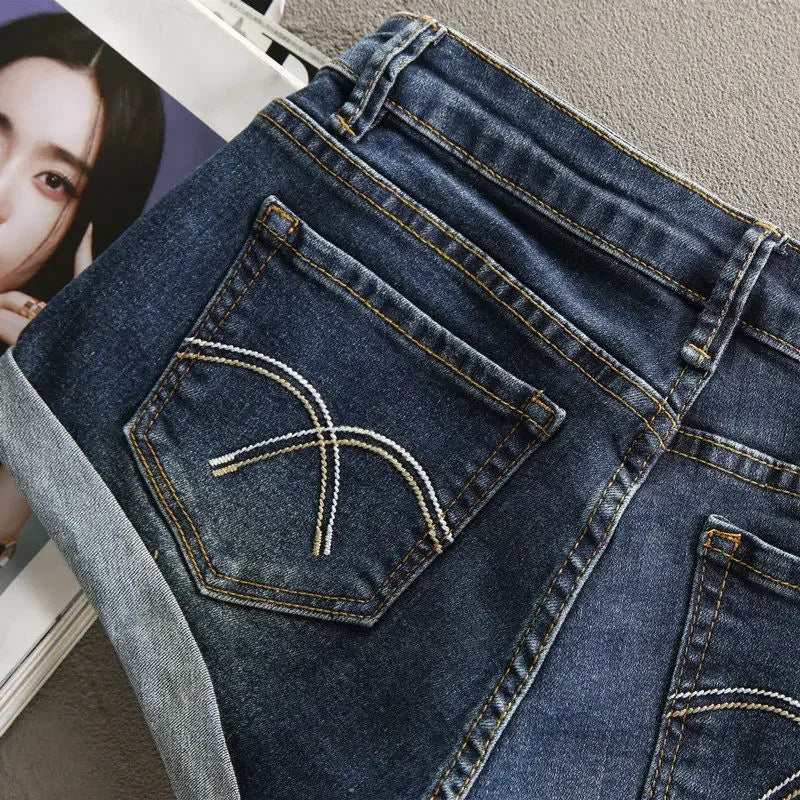 Low Waist Y2k Shorts Denim Slim Stretch Hip Sexy Super Short 2026 Summer Micro Mini Curled Booty Shorts