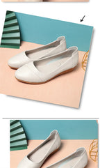 Women Fashion Light Weight Wedge Heel Comfort Spring Autumn Shoes Casual Sweet  Black Leather Soft Bottom Flat Shoes