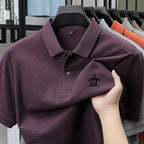 100% pure cotton summer new men's short sleeved polo shirt design high-end brand penguin embroidery business comfortable T-shirt