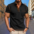 2024 New Summer Mens Lapel Pocket Polo Shirt Breathable Polyester Short Sleeve Tops Casual Daily Office Business Wear For Men
