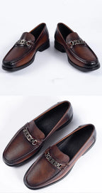 New 2025 Summer Men Genuine Leather Formal Business Loafers Slip On Retro Breathable Men Leather Moccasins Shoes