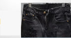 Hot-Stamped Rhinestone Men's Jeans, Trendy Brand, Stretchy Slim Fit, Embroidered and Printed Men's Trousers
