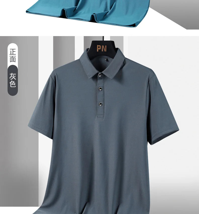 Summer Plus Size 7xl 8xl 9xl Polo Shirt Men Quick Dry Ice Silk Breathable Polo Men's Oversize Business Polo Shirt Brand Clothing
