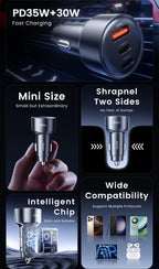 Toocki 65W Car Charger PD 35W Fast Charge for iPhone 16 15 14 Samsung S24 AFC USB C Car Phone Charger for Xiaomi Huawei Realme