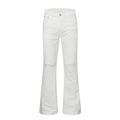 Urban Street Mens Slim Fit Flared Jeans White Black Distressed Jeans Overall Y2k Solid Color Washing Skinny Jeans Men Ripped