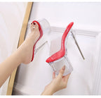Fashion Crystal Car Model Nightclub Princess Extra Slim Heels Waterproof Platform Hatred Sky High Transparent Super High Sandals