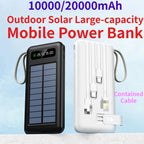 10000/20000mAh Outdoor Solar Large-capacity Mobile Power Bank for IPhone Android Phone Shared Self - Contained Cable (CCC)