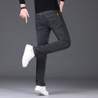 2026 Summer Thin Men's Elastic Cotton Jeans Fashion Blue Comfortable Business Straight Casual Pants Brand Male Clothes Trousers