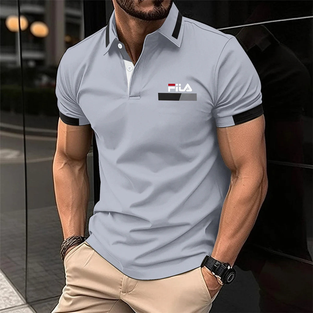 Men's Short Sleeve Polo Shirt Contrast Collar Cuff Design Casual Business Golf T Shirt For Man men's Polo Shirts Mens Clothing