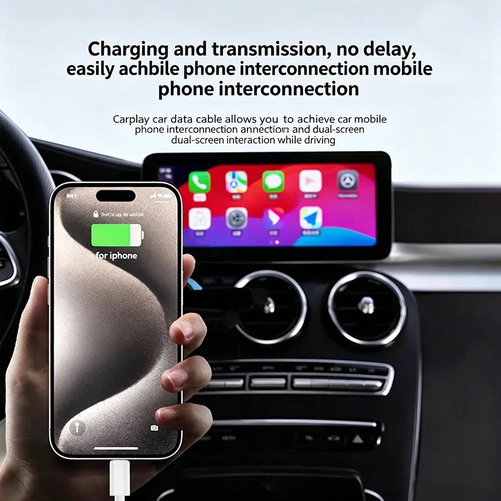 Carplay Cable Car Charger Cord USB A to Type C Cable Fast Charging Data Transfer for iPhone 17 16 15 Mobile Phone 1m 1.5m 2m