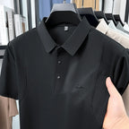 men's summer short sleeved sports polo shirt letter printed breathable t-shirt with air holes casual fashionable men's clothing