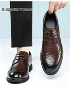 Men's Summer Breathable Leather Shoes Comfortable Soft Bottom Hollow Design Business Formal Derby Shoes British Style-SJ551-1