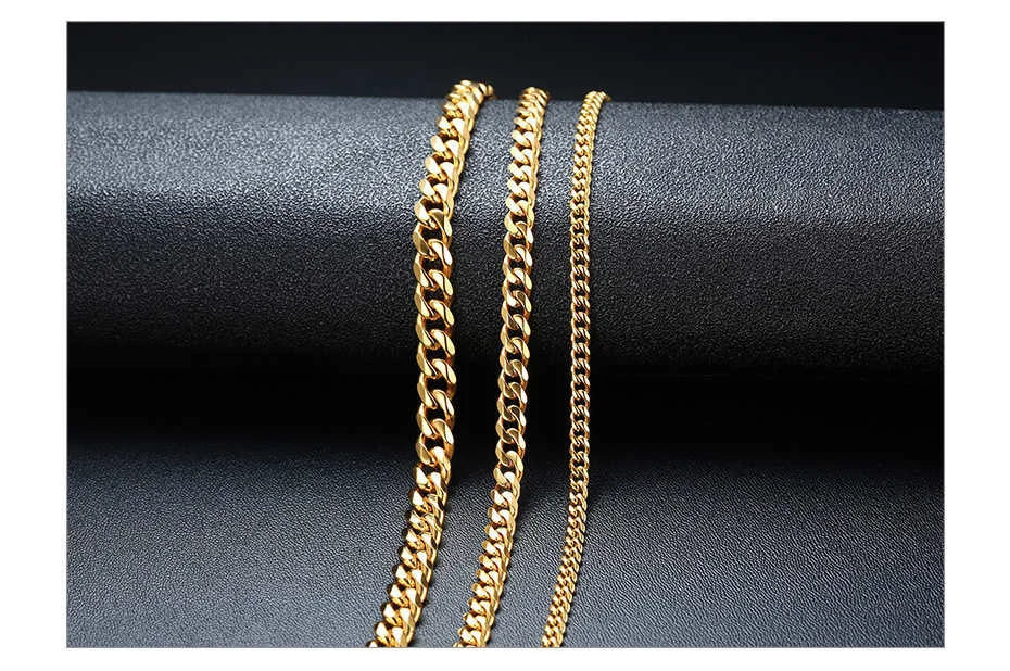 Vnox 3-7mm Cuban Chain Necklaces for Men Women, Stainless Steel Miami Curb Links Chain, Basic Cool Boy Collar
