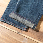 22oz Heavyweight 100% Cotton Washed Men's Selvedge Denim Jeans Taiwan Hand-spun Yarn Plant-dyed Standard Straight Fit Pants 5KM