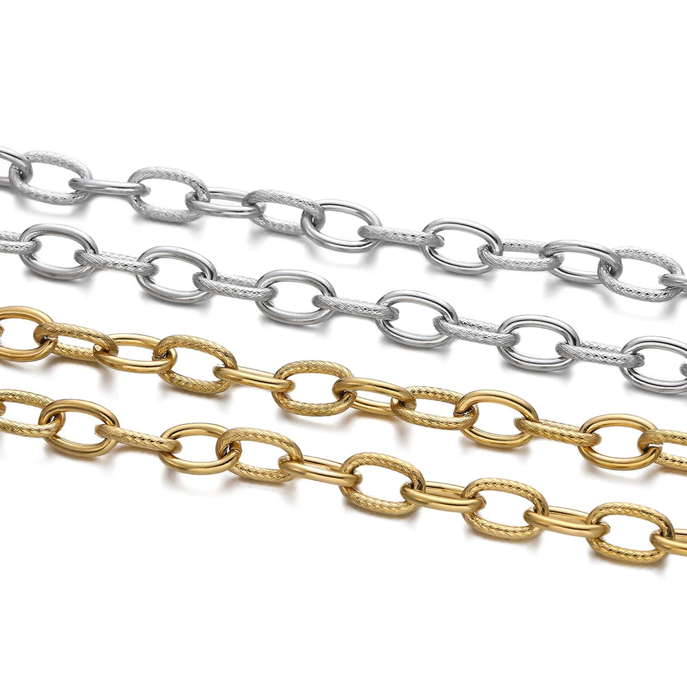1Meter/Pack 304 Stainless Steel Knot Gold Steel Color Handmade Chains for DIY Necklace Bracelets Jewelry Making Accessories
