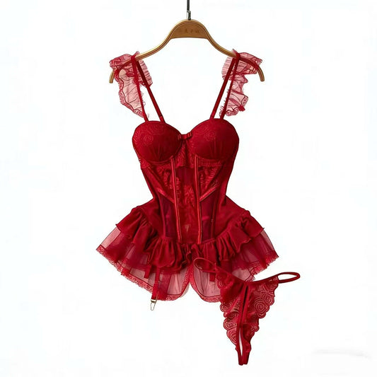 Lace Sexy Underwear Suits Women Transparent Strapless Camis Bra $ Brief Suits Fashion Retro Short Summer Bra Sets