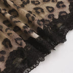 Talenza Summer Leopard Print Midi Skirts Sexy Women's Lace Patchwork Slim Skirts Fashion New Vintage Vacation Clubwear Y2K Skirt