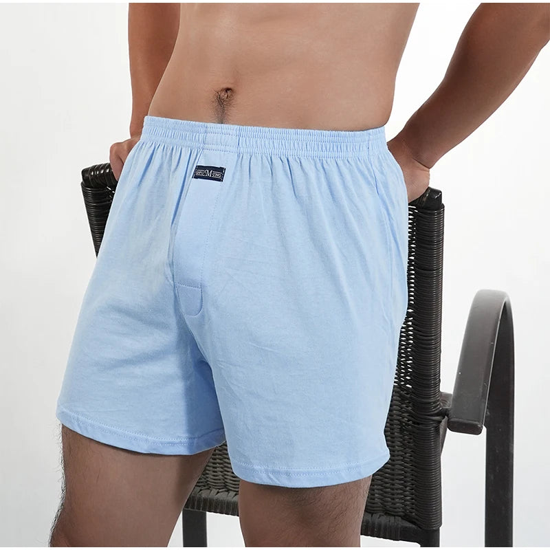 1PC Big Underpants Solid Pajama Bottoms At Home Plus Size Boxers Brief For Men High Waist Allo Pants Cotton Slacks Sleep Bottoms