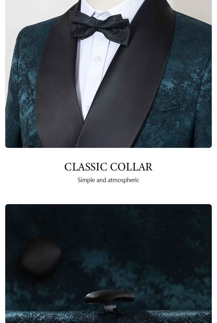 luxury 2-piece suit set men's party outfit high-end double breasted business casual suit groom's wedding dress shawl collar