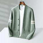 Autumn And Winter New Casual Wool Knit Cardigan Men's Fashion V-Neck Solid Color Shirt Loose Sweater Coat