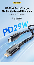 Essager USB C Cable For IPhone 14 13 12 11 pro Max 8 Plus 20W Fast Charging Cable Type C To Lighting Date Wire For iPad Macbook