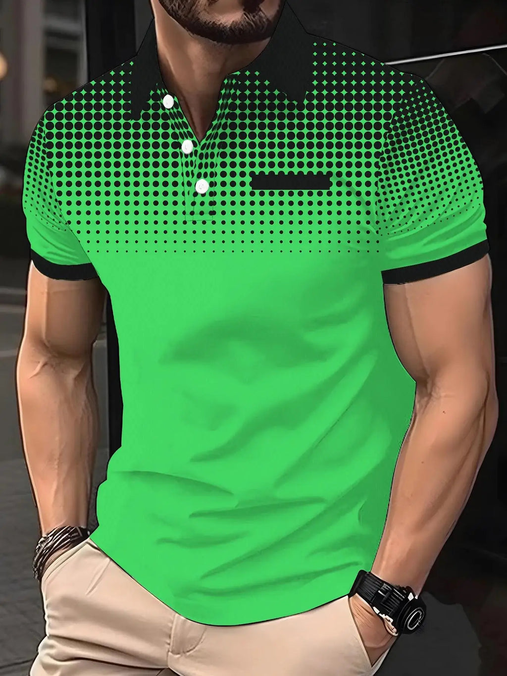 Summer men's Lapel short-sleeved T-shirt, Contrasting Polka Dot Shirt Polo Sport Golf Business Thin Polo